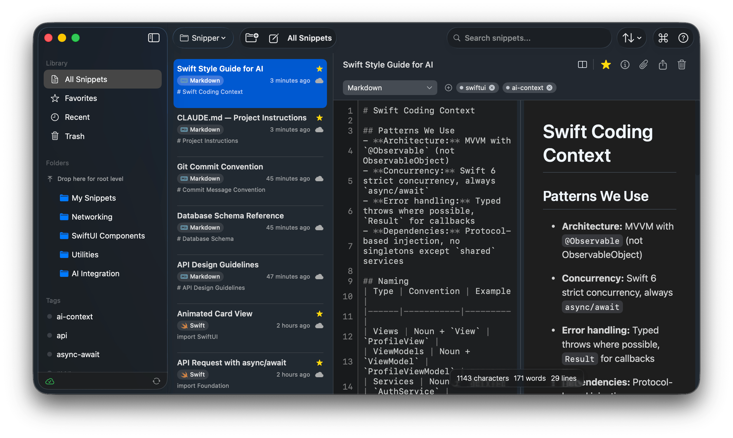 SnipperApp 3 — Code snippet manager for macOS